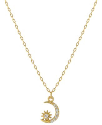 Giani Bernini - Cubic Zirconia Moon & Star Pendant Necklace in Gold-Plated Sterling Silver, 16" + 2" extender