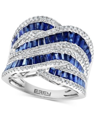 EFFY Collection - Sapphire (3-1/3 ct. t.w.) & Diamond (5/8 ct. t.w.) Swirl Statement Ring in 14k White Gold