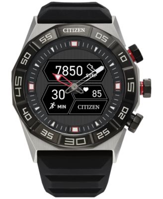 Citizen - Men's CZ Smart Hybrid Black Silicone Strap Smart Watch 44mm
