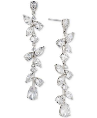 Eliot Danori - Silver-Tone Cubic Zirconia Long Linear Earrings