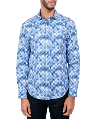 Society of Threads - Men's Regular-Fit Non-Iron Performance Stretch Geo-Print Button-Down Shirt