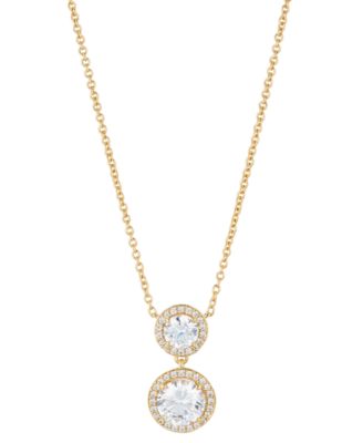 Eliot Danori - Gold-Tone Cubic Zirconia Round Halo Pendant Necklace