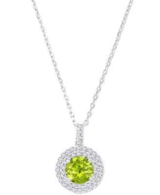 Macy's - Amethyst (1-1/5 ct. t.w.) & Lab-Grown White Sapphire (3/8 ct. t.w.) Halo Birthstone Pendant Necklace in Sterling Silver, 16" + 2" extender (Also in Additional Birthstones)