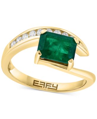 EFFY Collection - Emerald (1-3/8 ct. t.w.) & Diamond (1/6 ct. t.w.) Bypass Ring in 14k Gold