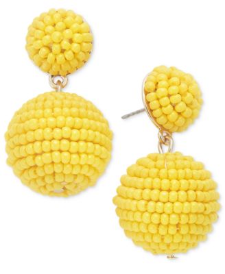 On 34th - Seed Bead Embellished Drop Earrings