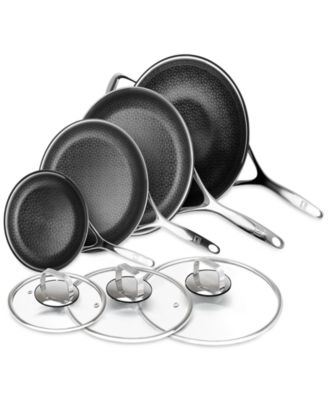 Livwell - DiamondClad™ 7-Pc. Hybrid Nonstick Stainless Steel Frypan and Wok Set