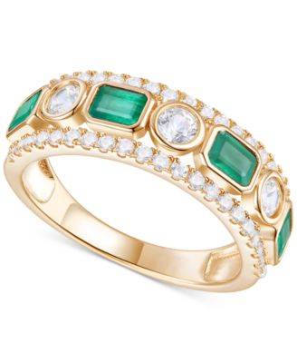 Macy's - Emerald (3/4 ct. t.w.) & Diamond (3/4 ct. t.w.) Band in 14k Gold (Also in Ruby & Sapphire)