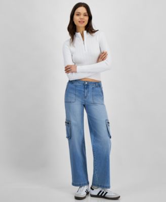 Celebrity Pink - Juniors' Mid-Rise Wide-Leg Cargo Jeans