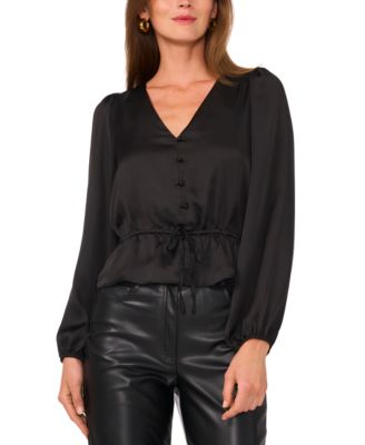 1.STATE - Women's Drawstring-Waist V-Neck Top