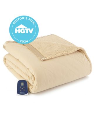 Shavel - Reversible Micro Flannel&reg; to Faux-Sherpa Full Electric Blanket