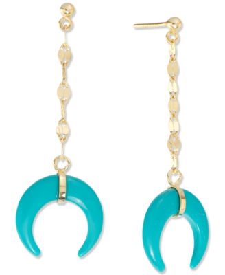 Macy's - Simulated Turquoise Horn Double Mirror Link Linear Drop Earrings