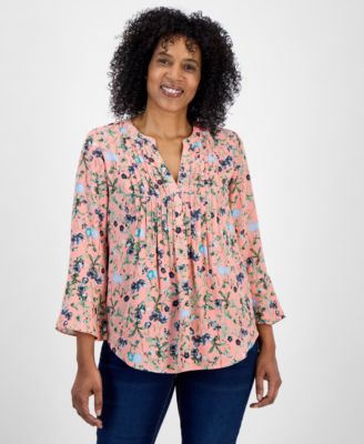 Style & Co - Women's Floral-Print Bell-Sleeve Top