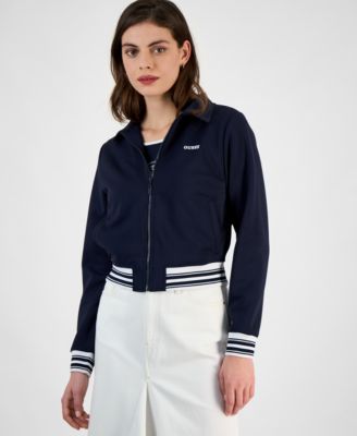 GUESS - Women's Amaryllis Front-Zip Stripe-Trim Cardigan