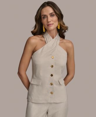 Donna Karan New York - Women's Linen Blend Halter Vest