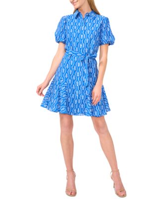 CeCe - Women's Flowy Tie Waist Shirt Dress