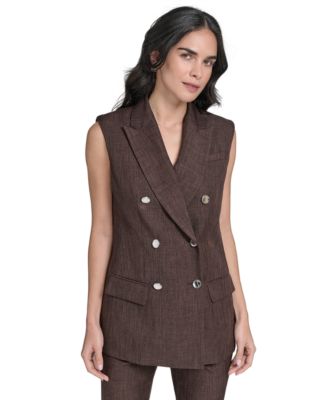 Calvin Klein - Petite Double Breasted Sleeveless Blazer