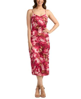 BCX - Juniors' Printed Stretch Satin Slip Dress