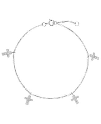Macy's - Cubic Zirconia Cross Bracelet (0.24 ct. t.w.) in Sterling Silver