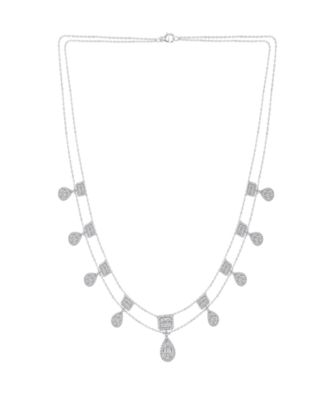 Macy's - Diamond Round & Baguette Necklace (3-1/2 ct. t.w.) in 14K White Gold
