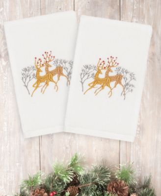 Linum Home - Christmas Deer Pair 100% Turkish Cotton 2-Pc. Hand Towel Set