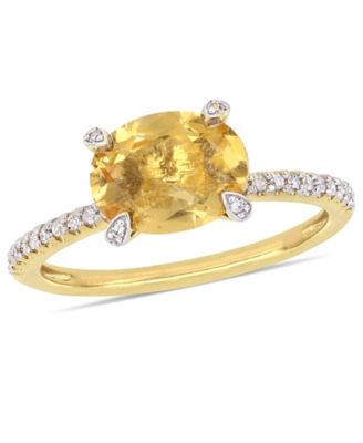 Macy's - Citrine (1-5/8 ct.t.w.) and Diamond (1/10 ct.t.w.) Ring in 10k Yellow Gold