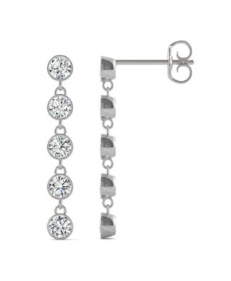 Charles & Colvard - Moissanite Bezel Drop Earrings 1 ct. t.w. Diamond Equivalent in 14k White Gold