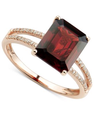 Macy's - Garnet (3-3/4 ct. t.w.) & Diamond (1/10 ct. t.w.) Ring in 14k Rose Gold