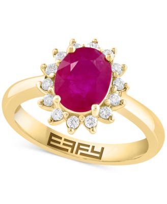 EFFY Collection - Ruby (1-7/8 ct. t.w.) & Diamond (1/4 ct. t.w.) Halo Ring in 14k Gold