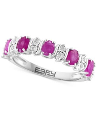 EFFY Collection - Emerald (1-1/20 ct. t.w.) & Diamond (1/20 ct. t.w.) Ring in Sterling Silver (Also in Ruby & Sapphire)