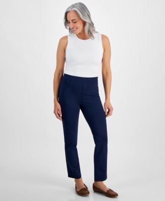 Style & Co - Petite Mid Rise Pull On Straight Leg Ponte Pants
