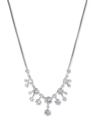 Eliot Danori - Rhodium-Plated Cubic Zirconia Statement Necklace, 16" + 2" extender