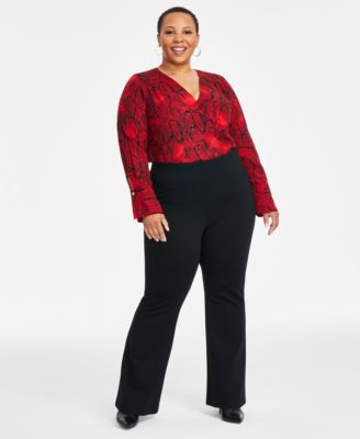 I.N.C. International Concepts - Plus Size High-Rise Flare-Leg Pants