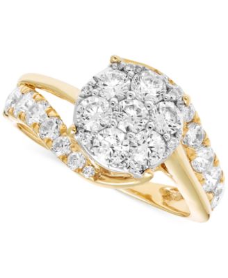 Macy's - Diamond Cluster Swirl Ring (1-1/2 ct. t.w.) in 14k Two-Tone Gold