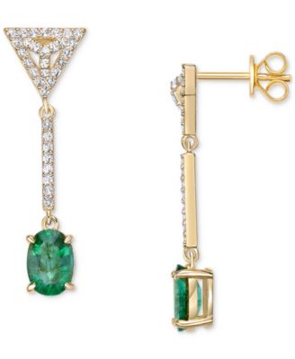 Macy's - Emerald (2 ct. t.w.) & White Topaz (1/3 ct. t.w.) Linear Drop Earrings (Also in Ruby & Sapphire)