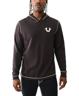 True Religion - Men's Hooded Long Sleeve Henley Shirt