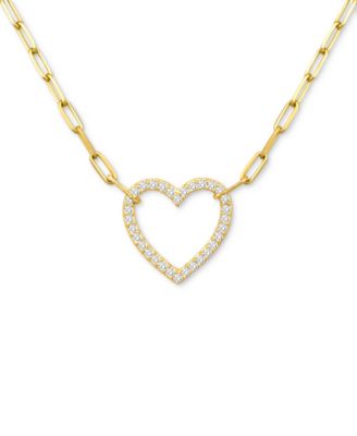 Giani Bernini - Cubic Zirconia Heart Pendant Necklace, 16" + 2" extender