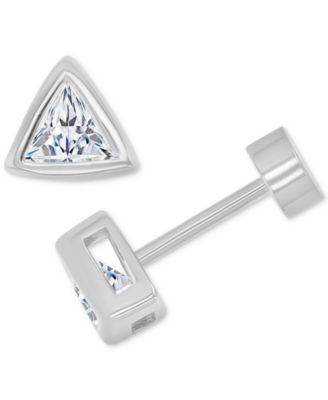 Macy's - Cubic Zirconia Triangle Bezel Screw Back Stud Earrings in Sterling Silver