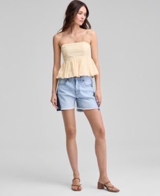 And Now This - Women's Spliced Step-Hem Jean Shorts