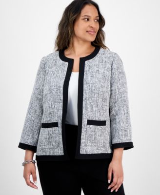 Kasper - Plus Size Tweed Framed Jacket
