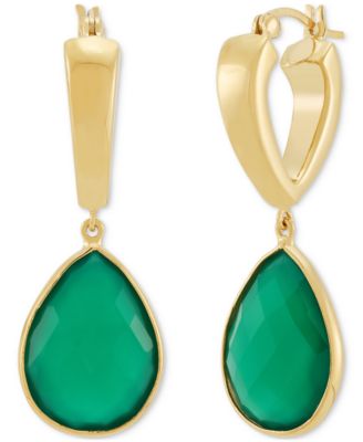 Macy's - Green Onyx Square Drop Earrings in 24k Gold-Plated Sterling Silver (Also in Black Onyx)