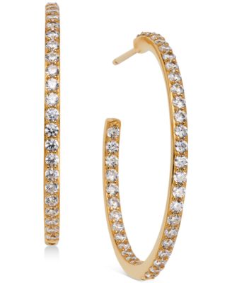 AJOA - 18k Gold-Plated Medium Cubic Zirconia In & Out Hoop Earrings, 1.125"