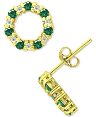 Giani Bernini - Lab-Grown Green Quartz & Cubic Zirconia Circle Stud Earrings in 18k Gold-Plated Sterling Silver