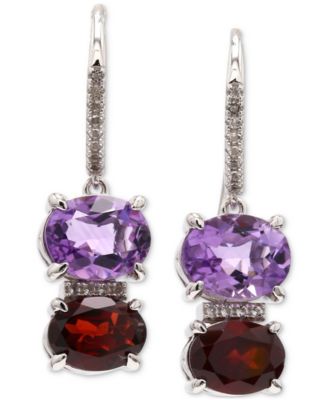 Macy's - Pink Amethyst (3 ct. t.w.), Garnet (3 ct. t.w.) & White Topaz Accent Drop Earrings in Sterling Silver (Also in Multi-Blue Topaz)