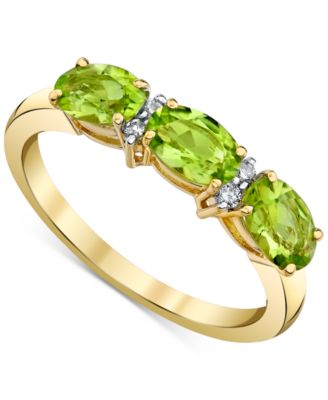 Macy's - Peridot (1-5/8 ct. t.w.) & Diamond (1/20 ct. t.w.) Oval Ring in 14k Gold