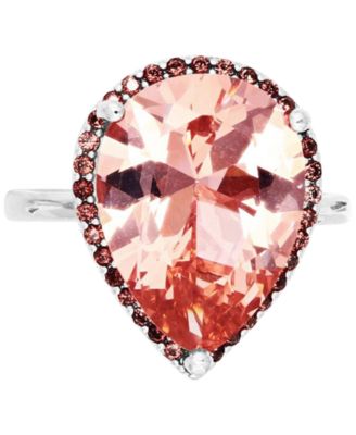 Macy's - Simulated Morganite Nano (11 ct. t.w.) & Smoky Cubic Zirconia Statement Ring in Sterling Silver
