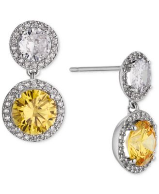 Eliot Danori - Silver-Tone Mixed Cubic Zirconia Drop Earrings