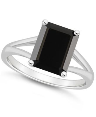Macy's - Onyx Oval Split Shank Polished Statement Ring in Sterling Silver