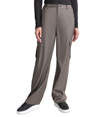 DKNY Jeans - Women's Stretch Satin Cargo Wide-Leg Pants