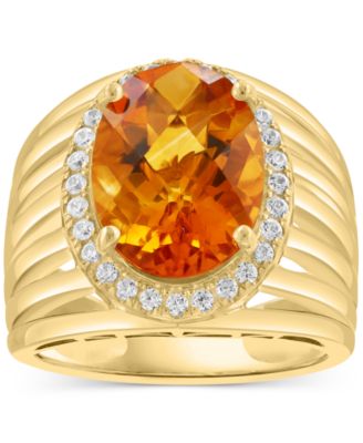 EFFY Collection - Citrine (4-7/8 ct. t.w.) & Zircon (1/3 ct. t.w.) Statement Ring in 14k Gold over Silver (Also in Blue Topaz)
