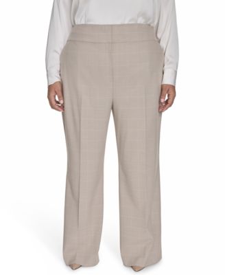 Calvin Klein - Plus Size Windowpane Wide-Leg Pants
